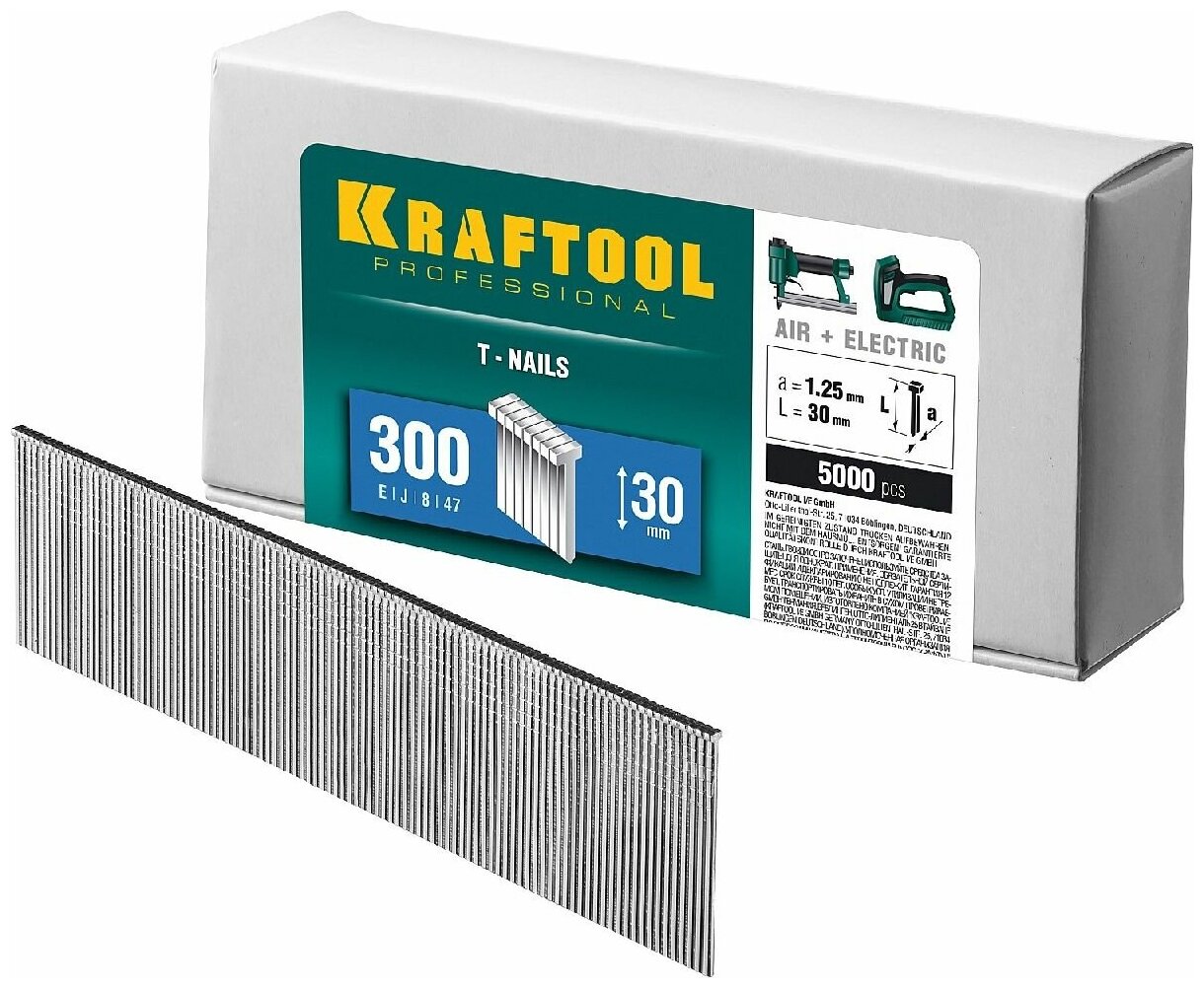 Гвозди для нейлера KRAFTOOL тип 300 30 мм 5000 шт. (31785-30)