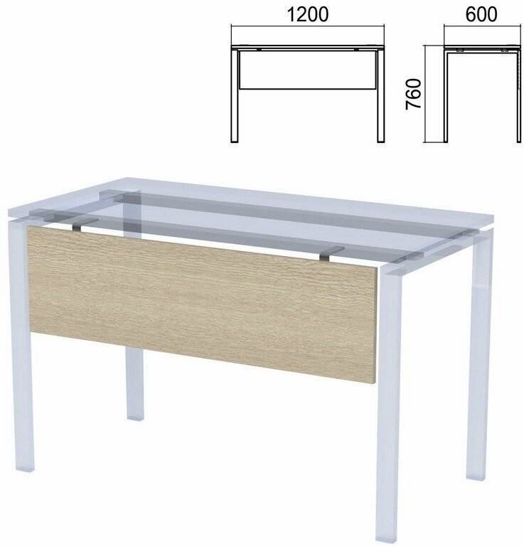 Царга к столам на металлокаркасе "Арго", шириной 1200 мм, ясень шимо