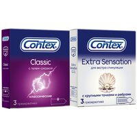 Набор: Презервативы Contex®: Classic - гладкие №3; Презервативы Contex®: Extra Sensation - с крупными точками и ребрами №3