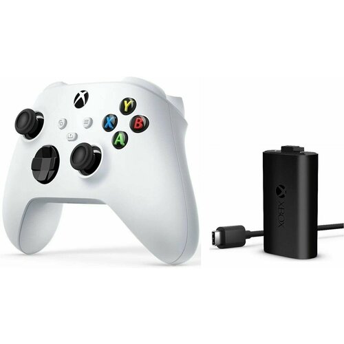 Геймпад Microsoft беспроводной Series S / X / Xbox One S / X Robot White белый 4 ревизия + Оригинальный аккумулятор play and charge kit USB - Type C геймпад microsoft беспроводной series s x xbox one s x robot white белый 4 ревизия оригинальный аккумулятор play and charge kit usb type c