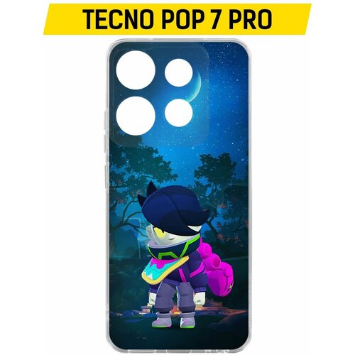 Чехол-накладка Krutoff Clear Case Brawl Stars-Орочи Эдгар для TECNO POP 7 Pro чехол накладка krutoff clear case brawl stars орочи эдгар для tecno camon 19