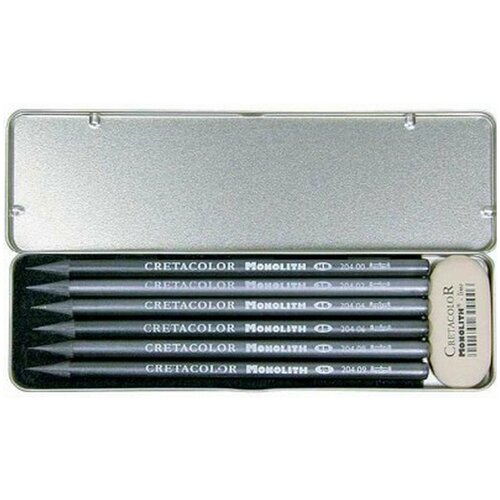 фото Набор графитовых карандашей cretacolor monolith, 6 шт hb,2b,4b,6b,8b,9b+ластик monolith cc204 26