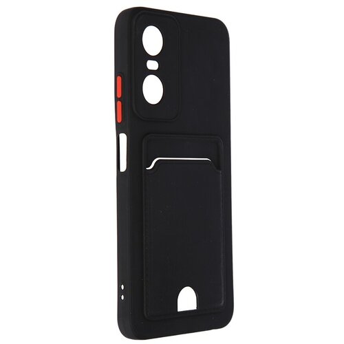 Чехол DF для Tecno Pop 6 Pro Silicone с отделением для карты Black tCardCase-02