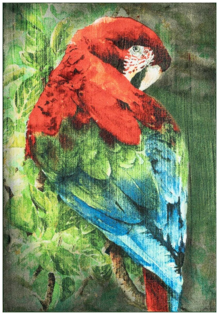 Ковер на пол 1,33 на 1,9 м в спальню, гостиную, детскую, разноцветный Confetti Kids Scarlet Macaw 01 Green - фотография № 3