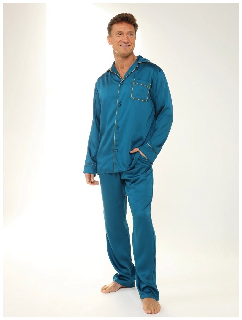Пижама мужская из тенселя (комплект: брюки и рубашка), размер 50 - фотография № 1