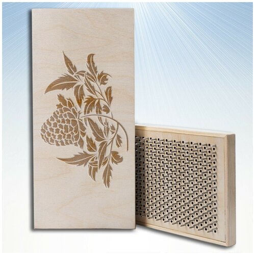 фото Доска садху для йоги с динамическими гвоздями растения цветы - 1327 woodart