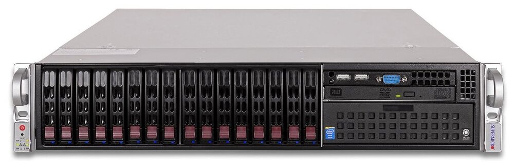 Сервер Supermicro SuperServer 2029P-C1RT 2 x /без ОЗУ/без накопителей/количество отсеков 2.5" hot swap: 16/2 x 1200 Вт/LAN 10 Гбит/c