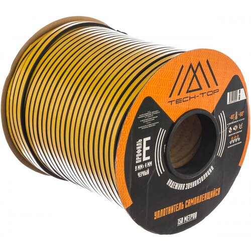 TECH-TOP уплотнитель E 9 Х 4 ММ черный бухта 150 М 205990