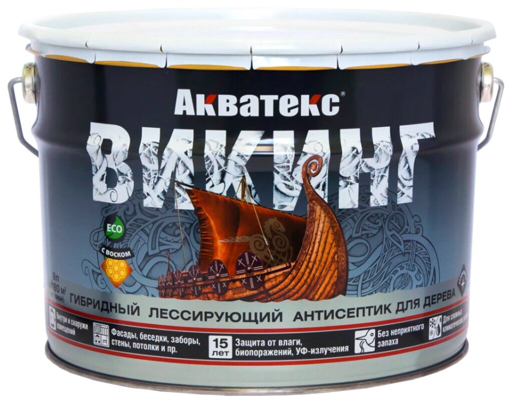 антисептик акватекс викинг для дерева белый 9л - фото №13