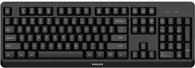 Беспроводная клавиатура Philips SPK6307BL 2.4GHz 104 клав, русская заводская раскладка, чёрный Чёрный