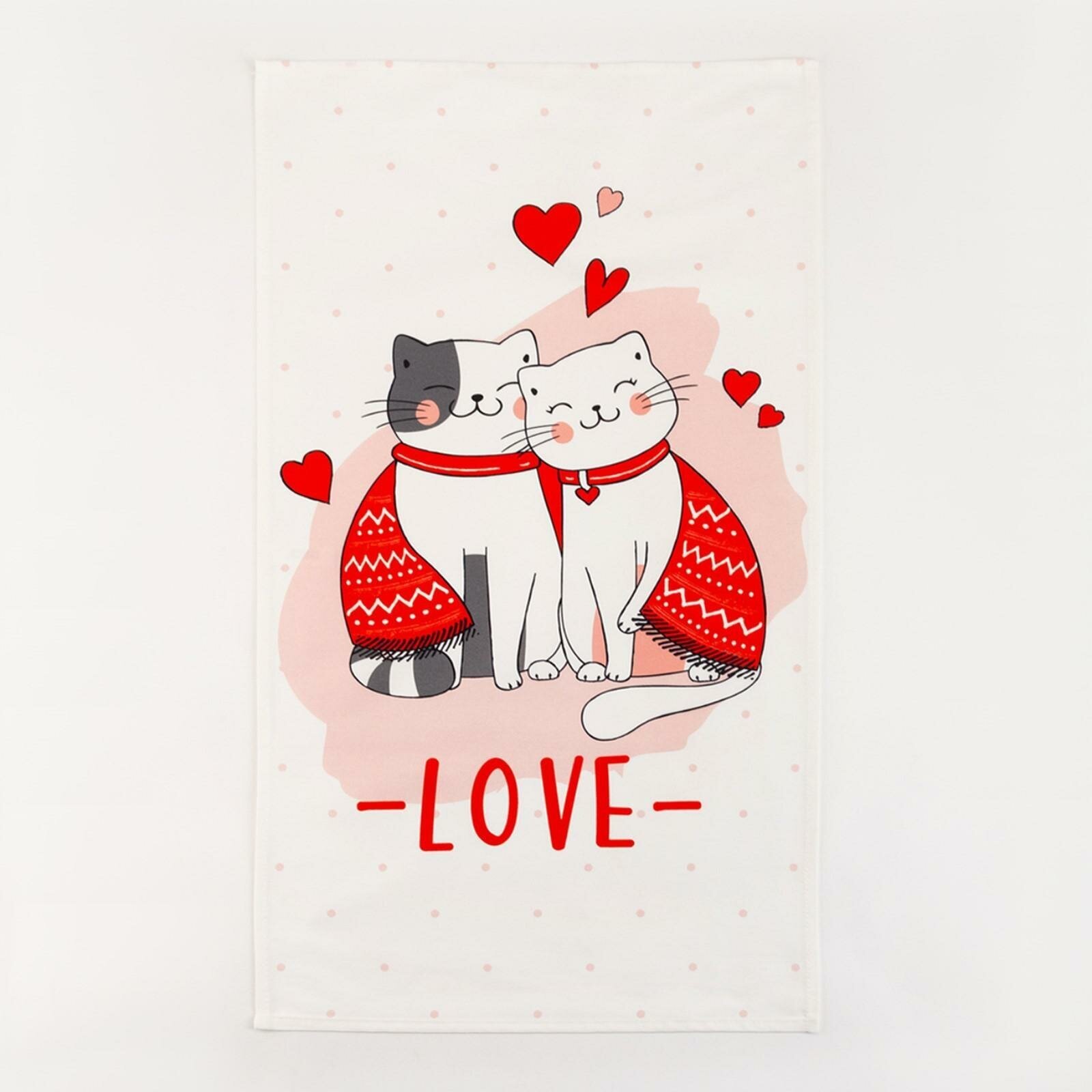 Полотенце Этель "Cat's love" 40х73 см, 100% хлопок, саржа 190 гр/м2 - фотография № 8