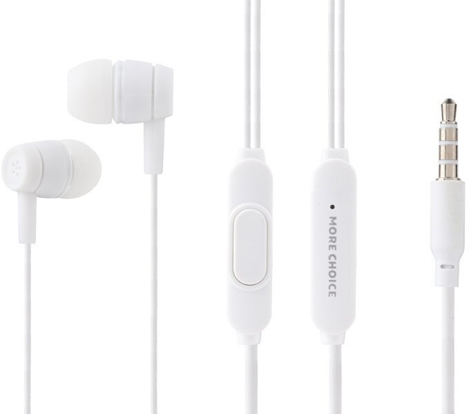 Наушники вакуумные для AUX разъема с микрофоном длина 1.2м More Choice G32 White