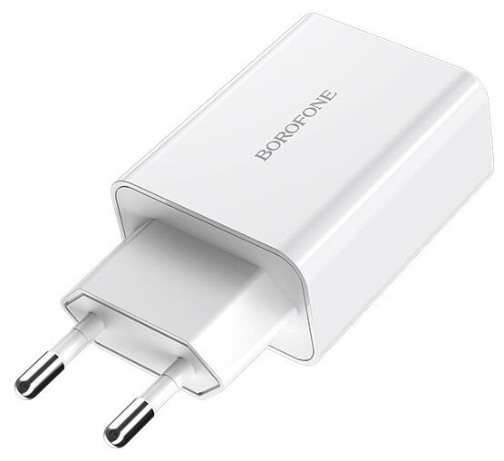 Сетевой адаптер для смартфона / быстрая зарядка / Quick Charge 3.0, 18W, 3A, с кабелем Type-C / белый