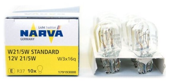 Лампа автомобильная Narva W21/5W (W3x16q) 12V, 1шт, 179193000
