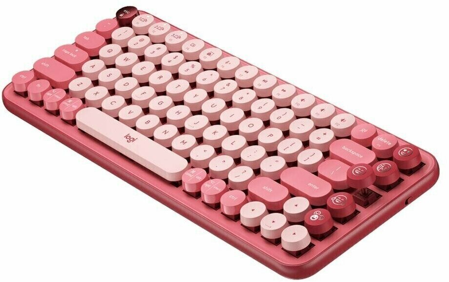 Клавиатура Logitech POP Keys, USB, беспроводная, розовый/красн (920-010718)