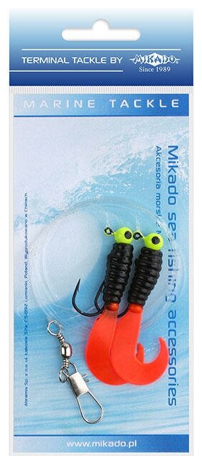 Морская оснастка Mikado PILK TWIST JIGHEAD RIG 5.5 см, 3 г. (2шт.) BLACK/RED