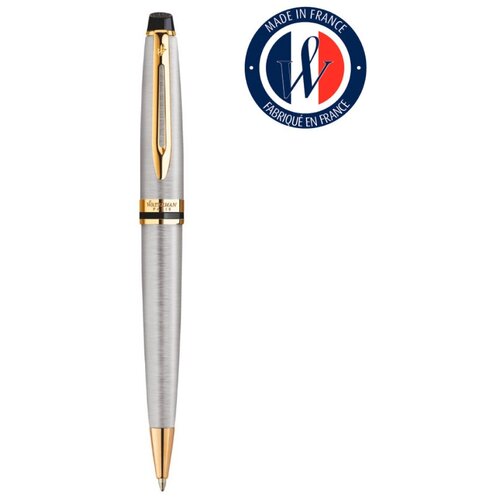 ручка waterman expert deluxe metallic gold rt m 2119260 шариковая синие чернила подарочная коробка Ручка шариковая Waterman Expert 3 (S0952000) Stainless Steel GT M синие чернила подар. кор.