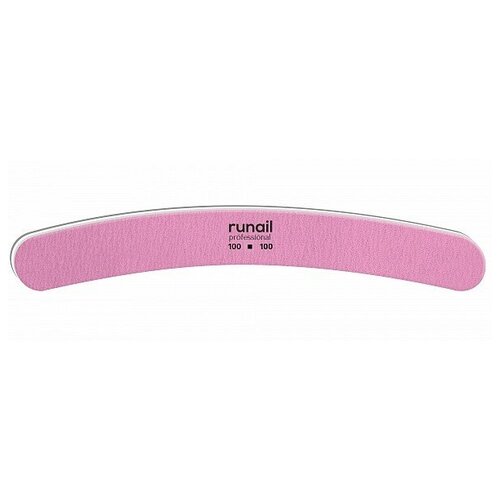 ruNail, Профессиональная пилка для искусственных ногтей (розовая, бумеранг, 100/100)