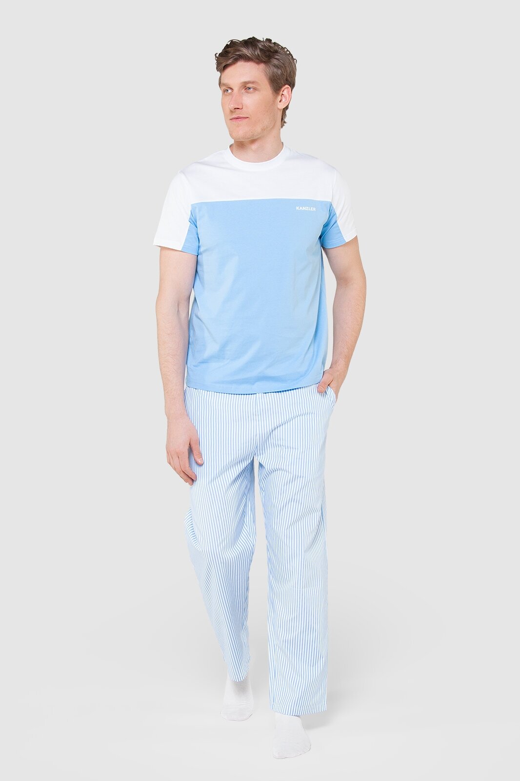 Домашние штаны мужские Kanzler 265251 голубые, размер XL - фотография № 4