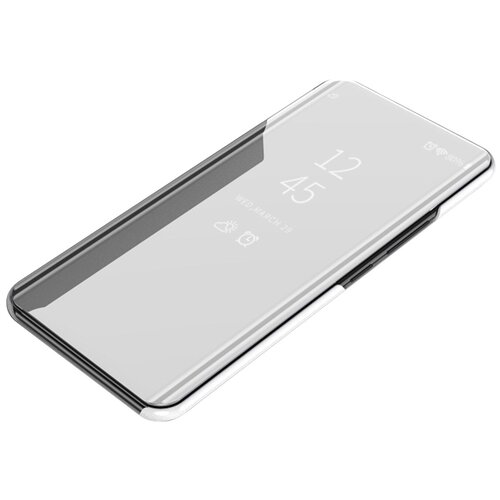 фото Чехол-книжка mypads для huawei honor v30 / vera 30 / view 30 с дизайном clear view cover с полупрозрачной пластиковой крышкой с зеркальной поверхностью серебристый