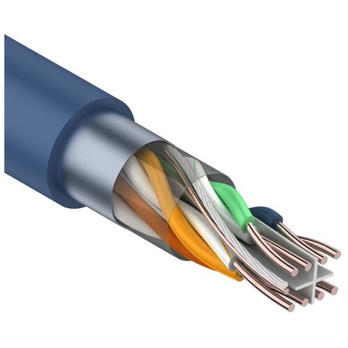 Rexant Кабель витая пара, F/UTP, категория 6, 4 x 2 x 0,57 мм, PVC, внутренний, синий, 305м