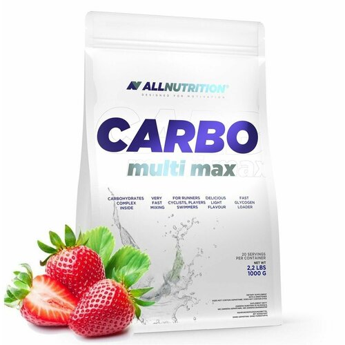 фото Гейнер allnutrition carbo multi max, порошок 1000г (клубника) / спортивное питание для набора мышечной массы, роста мышц