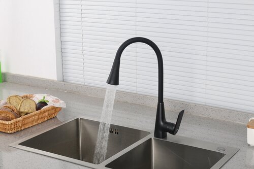 Изображение товара Смеситель для кухни Frap F4471-6 черный, двухрежимный аэратор