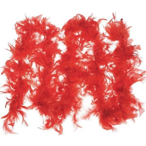 Карнавальное боа шарф из перьев, цвет красный, 200 см, 40 г боа карнавальная из перьев цвет красный длина 180 см