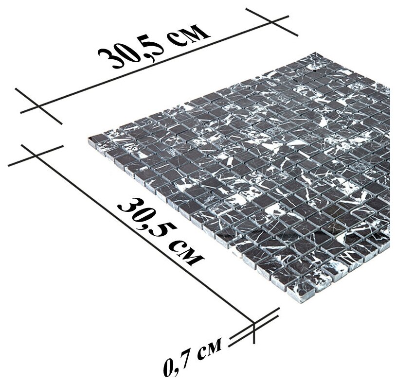 Мозаика из натурального черного мрамора Natural Mosaic 7M081-15P черный темный квадрат глянцевый - фотография № 6