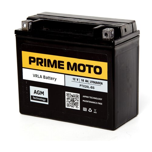 фото Аккумуляторная батарея 12v18ah prime moto ptx20l-bs 177-88-154 мм 5.9