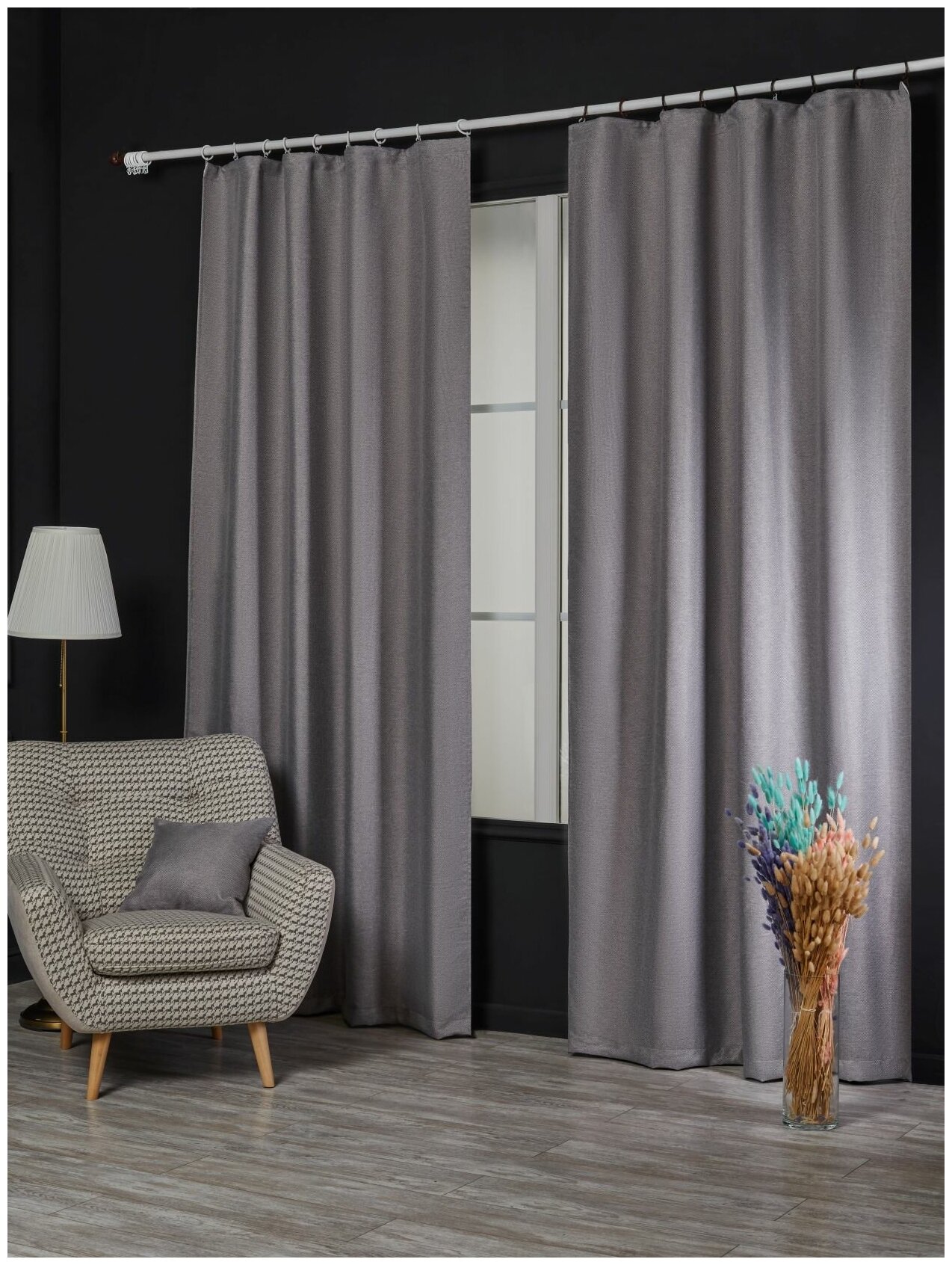Комплект штор из Рогожки 4м, серый