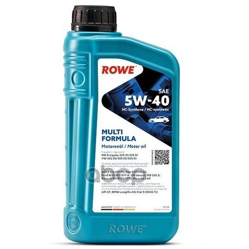 ROWE Масло Моторное 5W-40 Rowe 1Л Нс-Синтетика Hightec Multi Formula C3