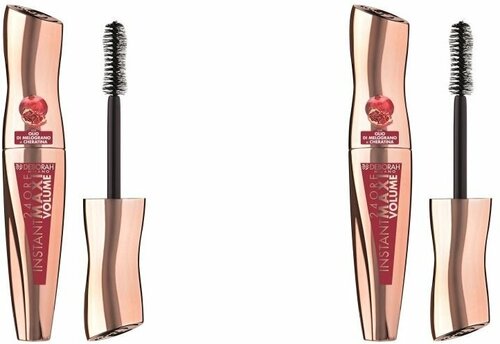 Тушь для ресниц максимальный объем с гранатом, Deborah Milano, 24 Ore Instant Maxi Volume Mascara, тон черный, 12 мл, 2 шт