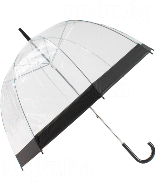 Зонт-трость ЭВРИКА подарки и удивительные вещи, механика, купол 82 см., 8 спиц, прозрачный, черный, бесцветный