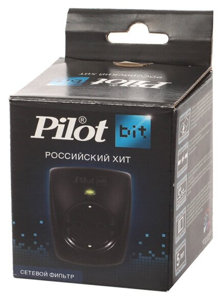 Сетевой фильтр Pilot bit GP 1 розетка стандарта Gadget parking с/з 16А / 3500 Вт