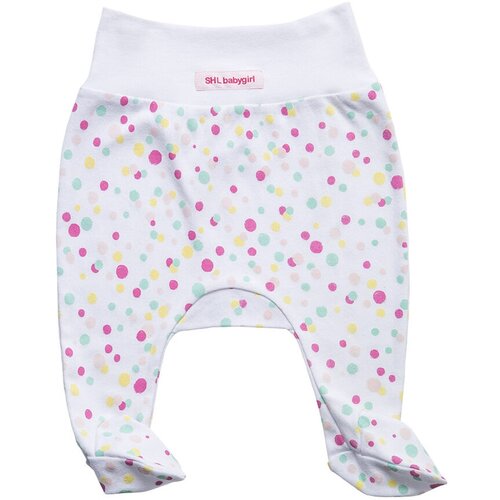 фото Ползунки короткие шалуны для девочек, под подгузник, закрытая стопа, пояс на резинке, размер 20, 062, белый/розовый