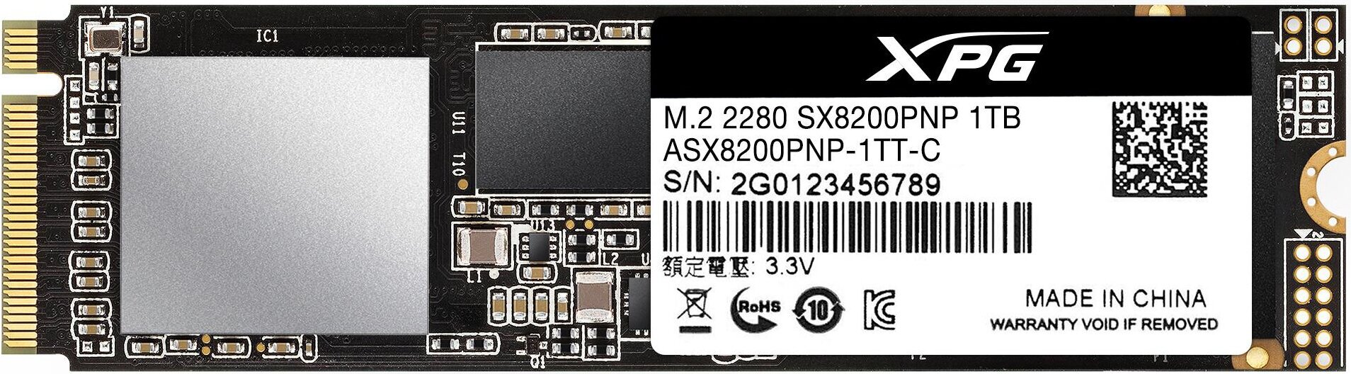 SSD диск ADATA M.2 XPG SX8200 Pro 1 Тб PCIe Gen3x4 3D TLC (ASX8200PNP-1TT-C) - фотография № 2