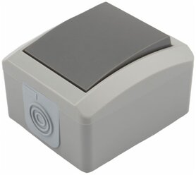 Выключатель KRANZ KR-78-0608 одноклавишный INDUSTRIAL IP54, о/у, серый