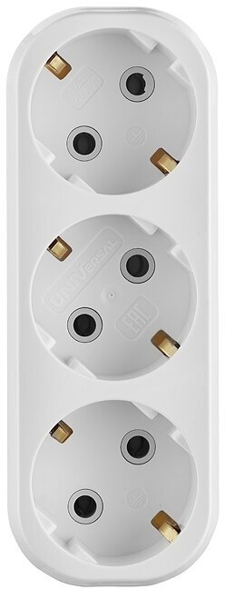 Разветвитель 3 розетки UNIVersal 16 А 230 В 3,5 кВт белый (А303)