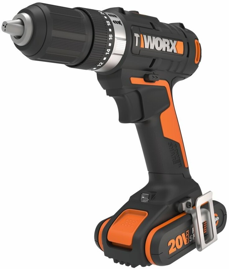 Дрель-шуруповерт ударная аккумуляторная WORX WX370, 50Нм, 20В, 2Ач x1, ЗУ 2А, кейс - фотография № 1