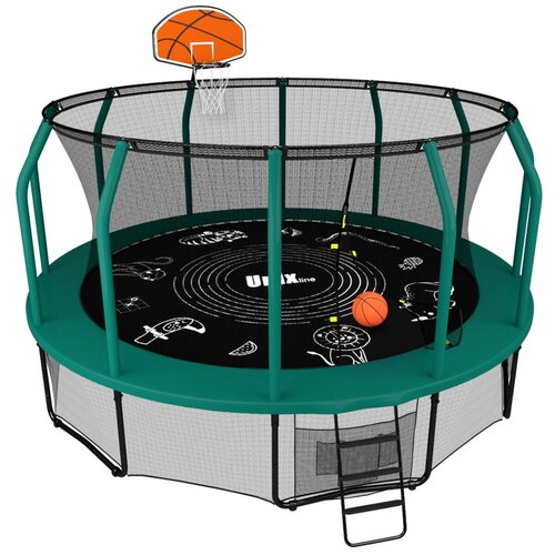 фото Каркасный батут unix line 12ft basketball supreme game 366х366х269 см green