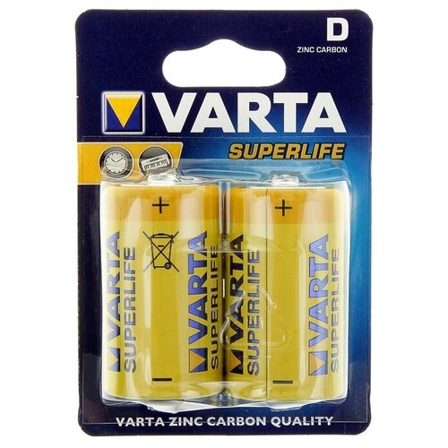 Батарейка солевая Varta SUPER LIFE D набор 2 шт батарейка varta superlife d бл 2 02020101412