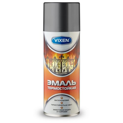 Эмаль Vixen термостойкая 600°С, графит, глянцевая, 520 мл, 1 шт. воск для дерева vixen аэрозоль 520 мл vx 91015