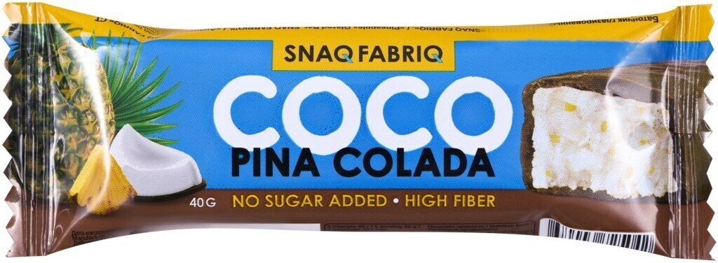 Батончик глазированный SNAQ FABRIQ Pina Colada, 40 г - 10 шт.