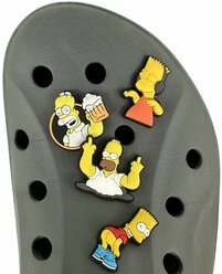 Джиббитсы для crocs, клипсы для обуви, Симпсоны 4 шт, Барт, Гомер My Jibb