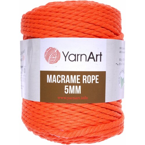 Пряжа YarnArt Macrame Rope 5mm оранжевый (800), 60%хлопок/ 40%вискоза/полиэстер, 85м, 500г, 1шт