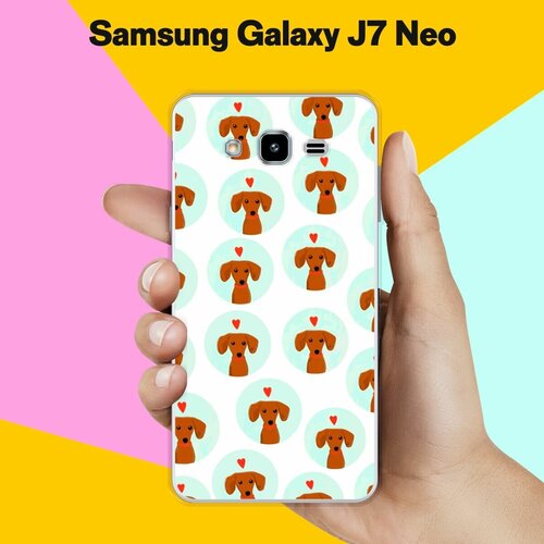 Силиконовый чехол на Samsung Galaxy J7 Neo Узор из такс / для Самсунг Галакси Джей 7 Нео матовый soft touch силиконовый чехол на samsung galaxy j7 neo самсунг джей 7 нео с 3d принтом kiss черный