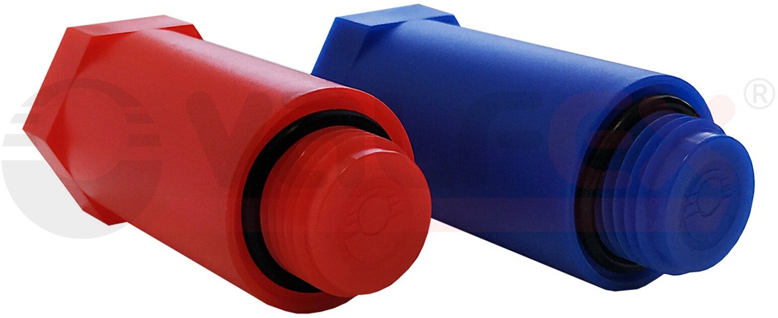 Набор цветных удлиненных заглушек VALFEX 1/2' синий/красный (2 шт.)