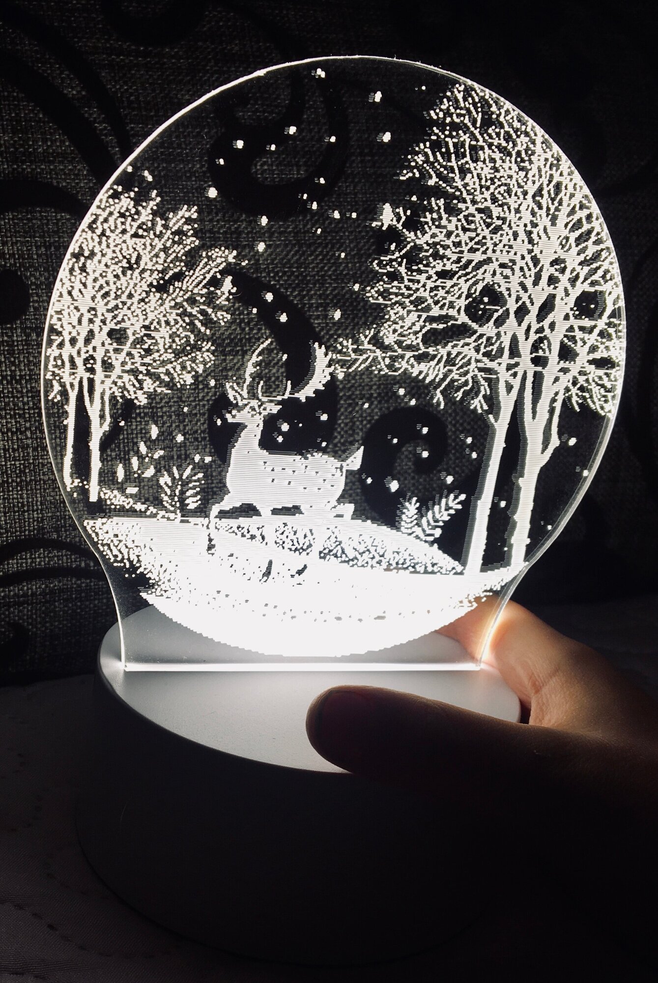 3D LED Олень в лесу Светильник - ночник детский настольный - фотография № 4