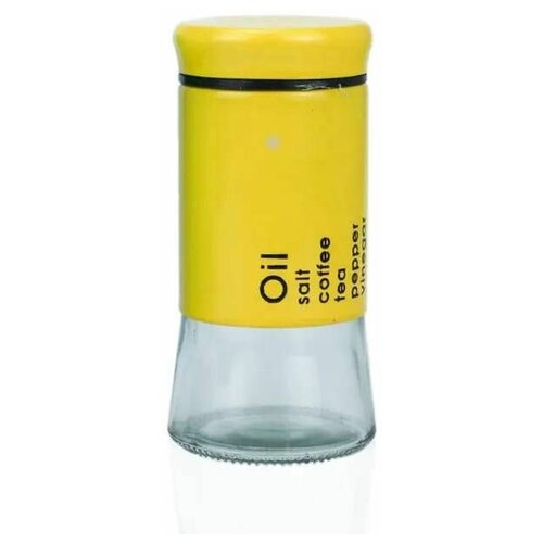 Солонка, перечница, емкость для соли и специй с крышкой, 11 см, желтый